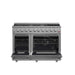 FORNO Galiano 48-inch Gas Range Stainless Steel, 8 Burners, 107,000 BTU, Griddle, 6.58 cu.ft. Double Oven FORNO