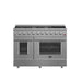 FORNO Galiano 48-inch Gas Range Stainless Steel, 8 Burners, 107,000 BTU, Griddle, 6.58 cu.ft. Double Oven FORNO