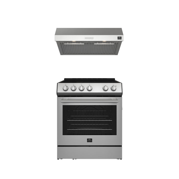 Forno Premium 2-Piece Bundle - Leonardo Espresso 30" Stainless Steel Range, 30" Stainless Steel Range Hood FORNO