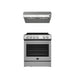 Forno Premium 2-Piece Bundle - Leonardo Espresso 30" Stainless Steel Range, 30" Stainless Steel Range Hood FORNO