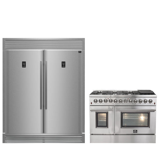 Forno Premium 2-Piece Bundle - Galiano 48" Dual Fuel Range, Rizzuto 60" Convertible Refrigerator FORNO