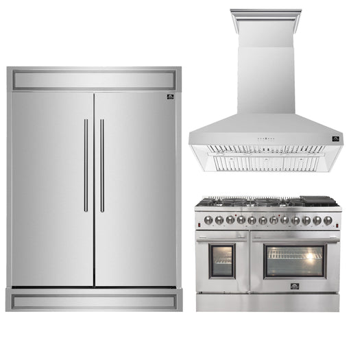 Forno 3-Piece Bundle - Galiano 48" Dual Fuel Range, Maderno 60" Refrigerator, Orvieto Range Hood FORNO