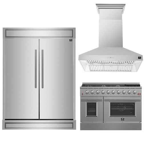 Forno 3-Piece Bundle - Galiano 48" Gas Range, Maderno 60" Refrigerator, Orvieto Range Hood FORNO