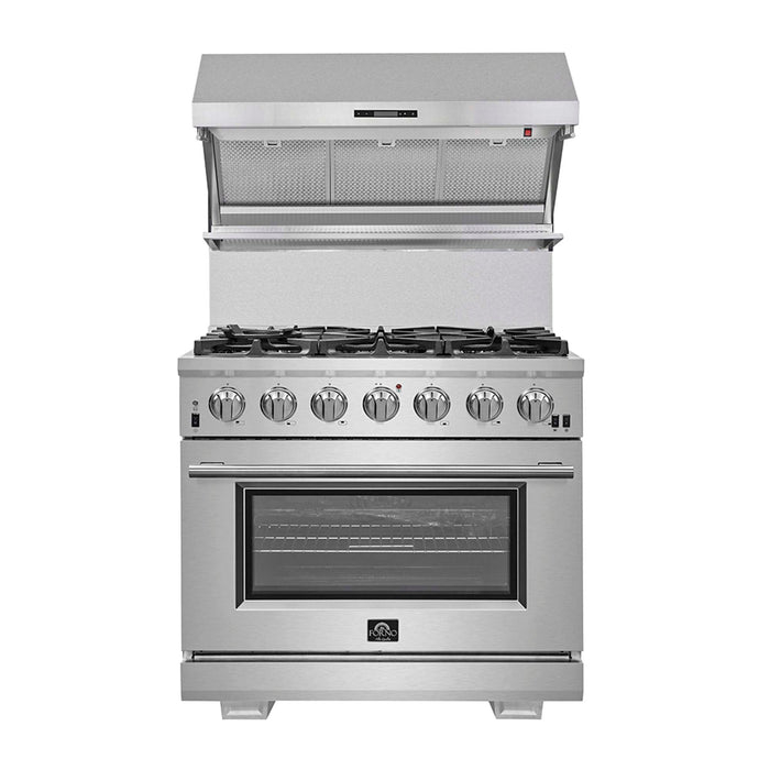 Forno Capriasca 36" Gas Range, 6 Brass Burners, 120,000 BTU, 5.36 cu.ft. Oven FORNO