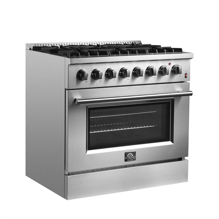 Forno Marco 36-Inch Dual Fuel Range, 6 Sealed Burners - 67,000 BTU, 5.36 cu.ft. True Convection Oven FORNO