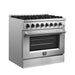 Forno Marco 36-Inch Dual Fuel Range, 6 Sealed Burners - 67,000 BTU, 5.36 cu.ft. True Convection Oven FORNO