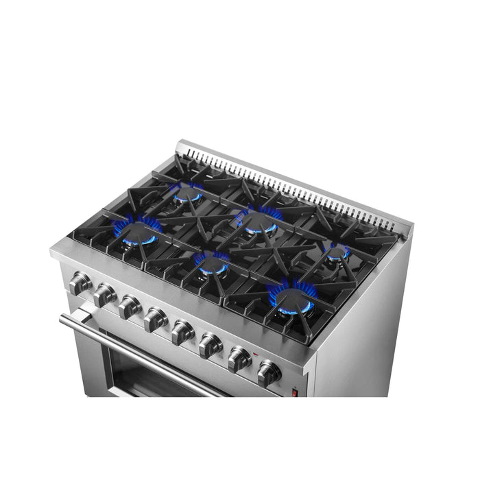 Forno Marco 36-Inch Dual Fuel Range, 6 Sealed Burners - 67,000 BTU, 5.36 cu.ft. True Convection Oven FORNO
