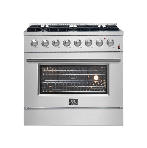 Forno Marco 36-Inch Dual Fuel Range, 6 Sealed Burners - 67,000 BTU, 5.36 cu.ft. True Convection Oven FORNO
