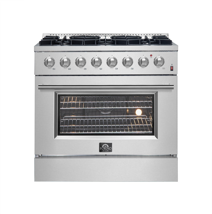 Forno Marco 36-Inch Dual Fuel Range, 6 Sealed Burners - 67,000 BTU, 5.36 cu.ft. True Convection Oven FORNO