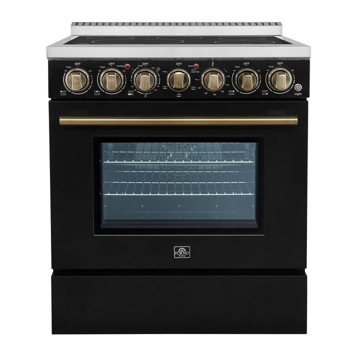 Forno Paolo 30" Freestanding Electric Range in Black, 4.38 cu.ft. True Convection Oven FORNO