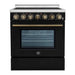 Forno Paolo 30" Freestanding Electric Range in Black, 4.38 cu.ft. True Convection Oven FORNO