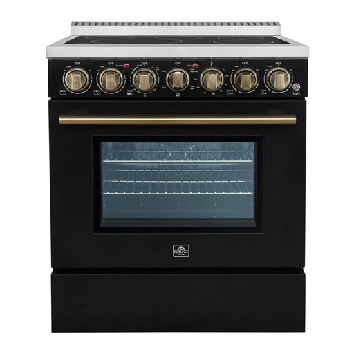 Forno Paolo 30" Freestanding Electric Range in Black, 4.38 cu.ft. True Convection Oven FORNO