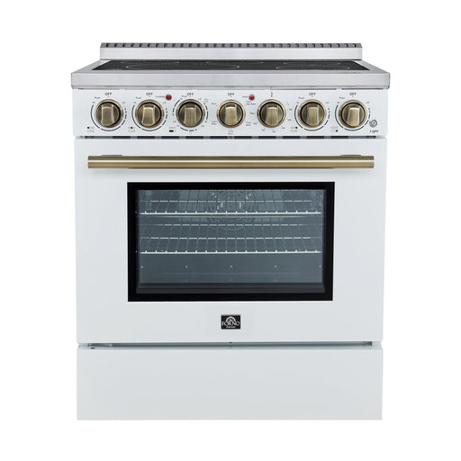 Forno Paolo 30" Freestanding Electric Range in White, 4.38 cu.ft. True Convection Oven FORNO