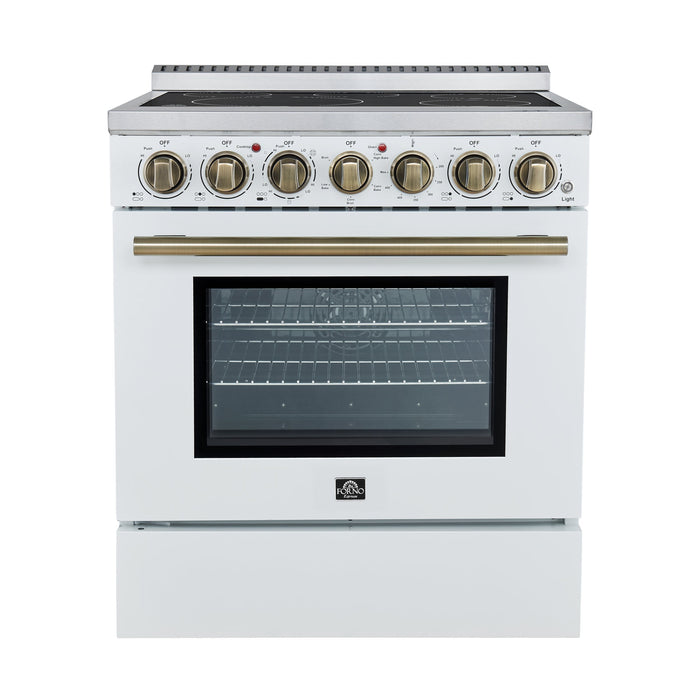 Forno Paolo 30" Freestanding Electric Range in White, 4.38 cu.ft. True Convection Oven FORNO