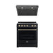 FORNO Premium 2-Piece Kitchen Bundle - Leonardo Espresso 30" Black Range, 30" Black Range Hood FORNO