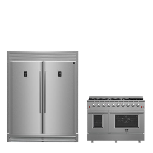 Forno Premium 2-Piece Bundle - Galiano 48" Dual Fuel Range, 60" Convertible Refrigerator FORNO