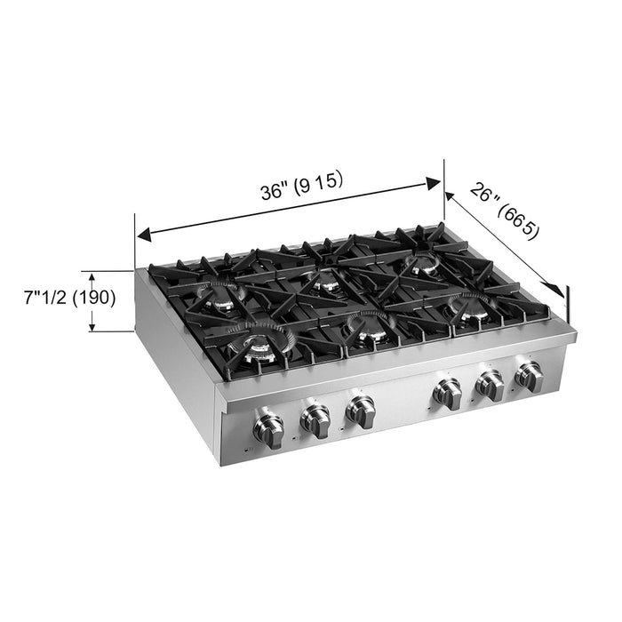 Forno Cossato Alta Qualita 36" Pro-Style Gas Rangetop FORNO