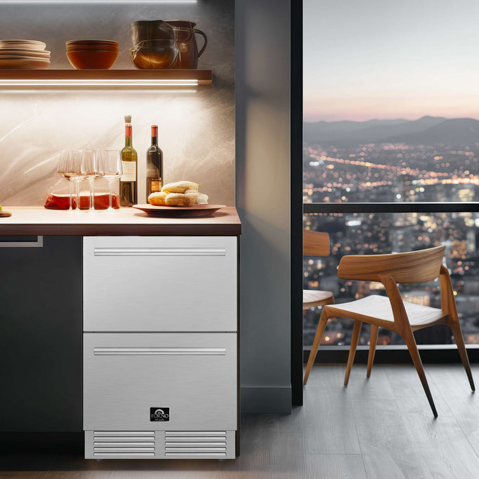 Forno Como 24" Indoor Outdoor Drawer Refrigerator, 4.87 cu.ft. FORNO