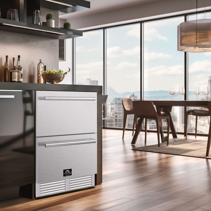 Forno Como 24" Indoor Outdoor Drawer Refrigerator, 4.87 cu.ft. FORNO