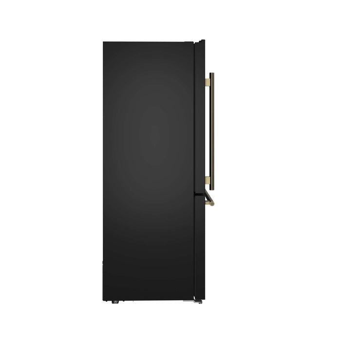 Forno 3-Piece Bundle - Leonardo Espresso 30" Black Range, 30" Range Hood, 31" Black Bottom Freezer FORNO