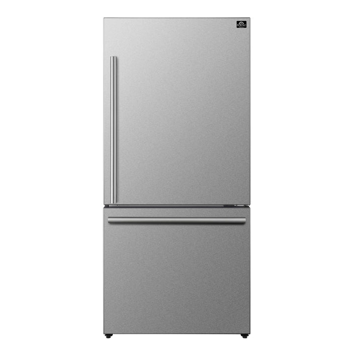 Forno Milano Espresso 31" Stainless 17.2 cu. ft. Right Swing Bottom Freezer Refrigerator FORNO