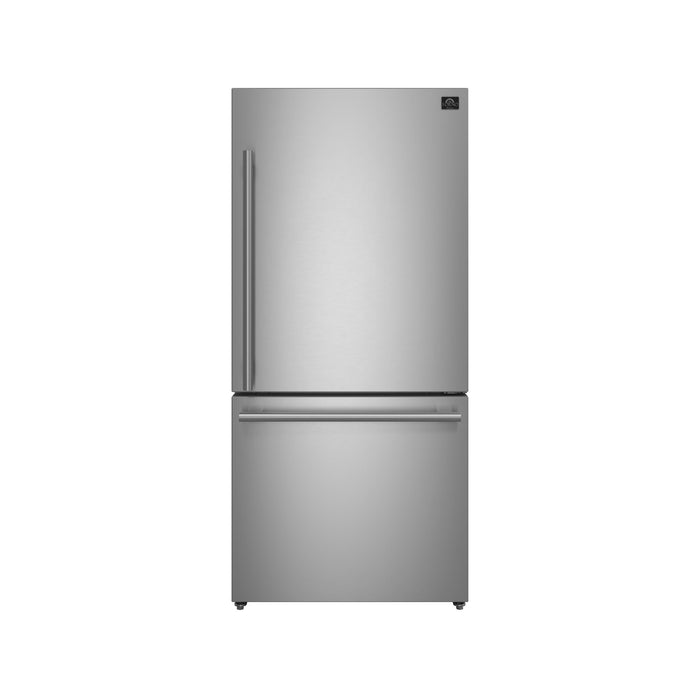 Forno Milano Espresso 31" Stainless 17.2 cu. ft. Right Swing Bottom Freezer Refrigerator FORNO
