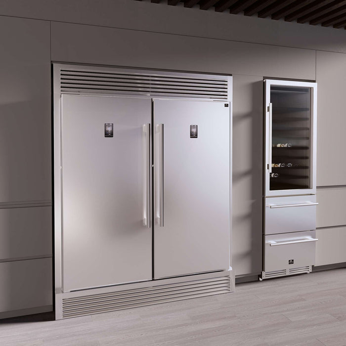 Forno Rizzuto 2-Piece 56-Inch Convertible Refrigerator/Freezer Set, 27.6 cu.ft. with Decorative Grill - 60-Inch Wide FORNO