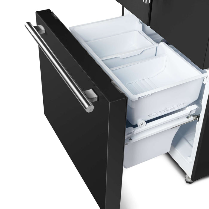 Forno Gallipoli Espresso 30" Black French Door Refrigerator, 17.5 Cu.Ft., Bottom Freezer, Ice Maker FORNO