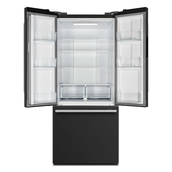 Forno Gallipoli Espresso 30" Black French Door Refrigerator, 17.5 Cu.Ft., Bottom Freezer, Ice Maker FORNO