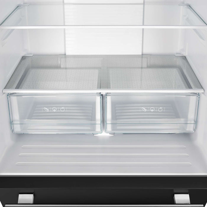 Forno Gallipoli Espresso 30" Black French Door Refrigerator, 17.5 Cu.Ft., Bottom Freezer, Ice Maker FORNO