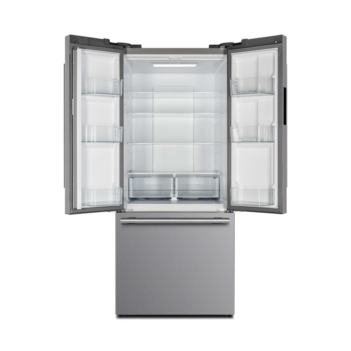 Forno Gallipoli 30" French Door Refrigerator, 17.5 Cu.Ft. Bottom Freezer, Stainless Steel, Ice Maker FORNO