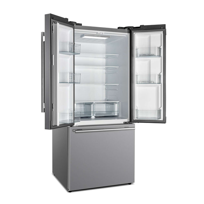 Forno Gallipoli 30" French Door Refrigerator, 17.5 Cu.Ft. Bottom Freezer, Stainless Steel, Ice Maker FORNO