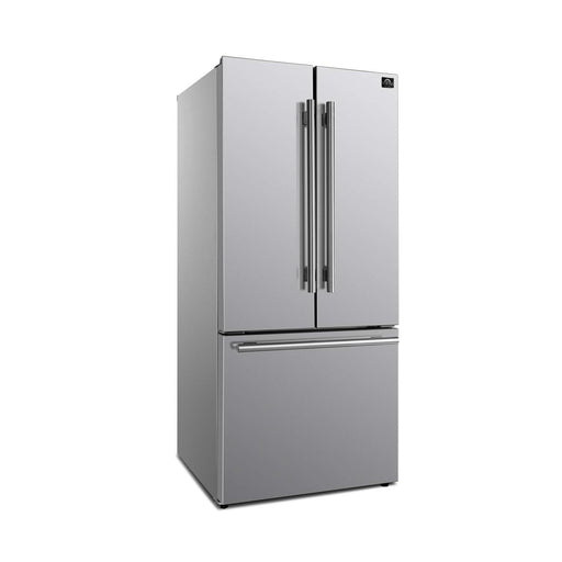 Forno Gallipoli 30" French Door Refrigerator, 17.5 Cu.Ft. Bottom Freezer, Stainless Steel, Ice Maker FORNO