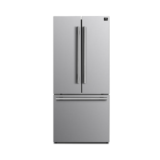 Forno Gallipoli 30" French Door Refrigerator, 17.5 Cu.Ft. Bottom Freezer, Stainless Steel, Ice Maker FORNO