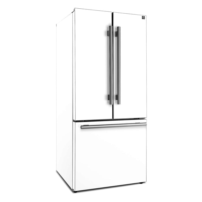 Forno Gallipoli Espresso 30" White French Door Refrigerator, 17.5 Cu.Ft., Bottom Freezer, Ice Maker FORNO