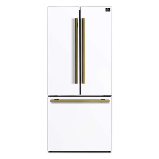 Forno Gallipoli Espresso 30" White French Door Refrigerator, 17.5 Cu.Ft., Bottom Freezer, Ice Maker FORNO