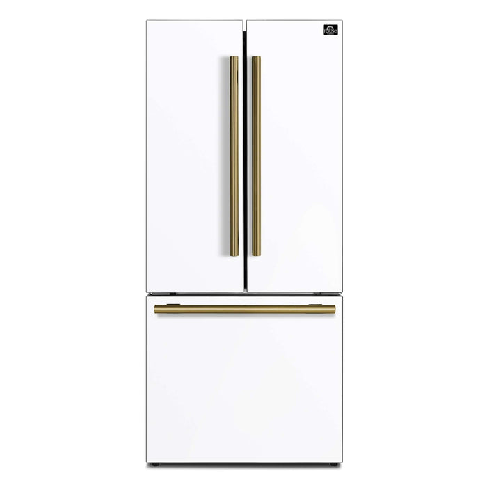 Forno Gallipoli Espresso 30" White French Door Refrigerator, 17.5 Cu.Ft., Bottom Freezer, Ice Maker FORNO