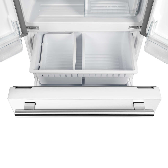 Forno Gallipoli Espresso 30" White French Door Refrigerator, 17.5 Cu.Ft., Bottom Freezer, Ice Maker FORNO