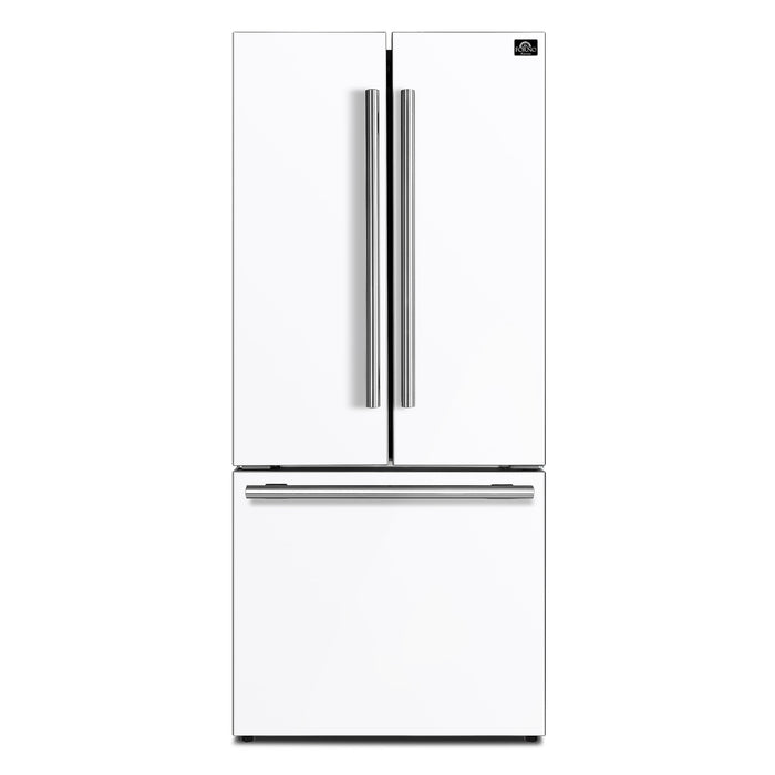 Forno Gallipoli Espresso 30" White French Door Refrigerator, 17.5 Cu.Ft., Bottom Freezer, Ice Maker FORNO