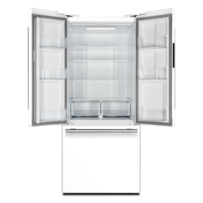 Forno Gallipoli Espresso 30" White French Door Refrigerator, 17.5 Cu.Ft., Bottom Freezer, Ice Maker FORNO