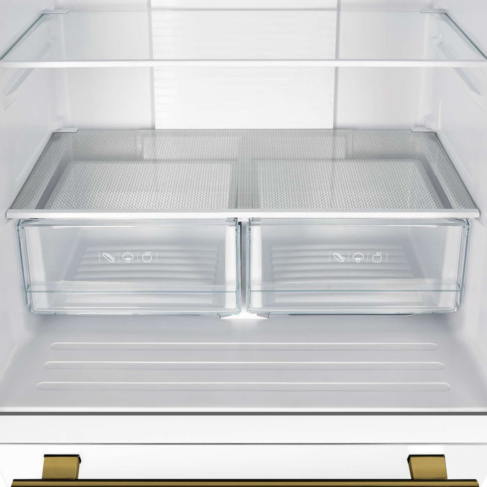 Forno Gallipoli Espresso 30" White French Door Refrigerator, 17.5 Cu.Ft., Bottom Freezer, Ice Maker FORNO