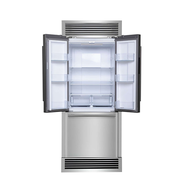 Forno Gallipoli 30" French Door Refrigerator, 17.5 cu.ft. Capacity & Decorative Grill - 34" Wide FORNO