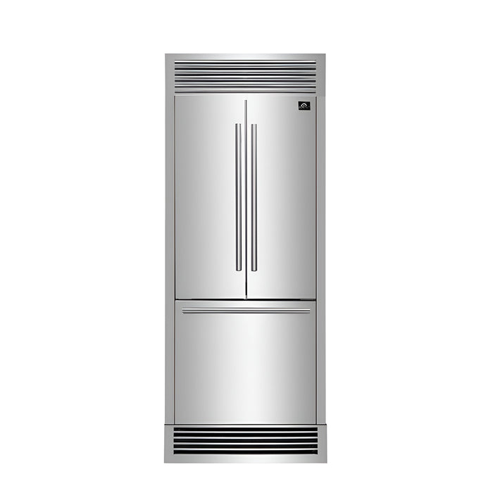 Forno Gallipoli 30" French Door Refrigerator, 17.5 cu.ft. Capacity & Decorative Grill - 34" Wide FORNO