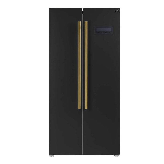 Forno Salerno Espresso 33" Side-by-Side 15.6 Cu.Ft. Black Refrigerator FORNO