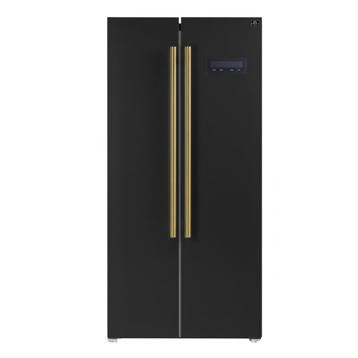 Forno Salerno Espresso 33" Side-by-Side 15.6 Cu.Ft. Black Refrigerator FORNO