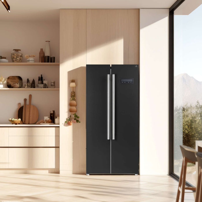 Forno Salerno Espresso 33" Side-by-Side 15.6 Cu.Ft. Black Refrigerator FORNO