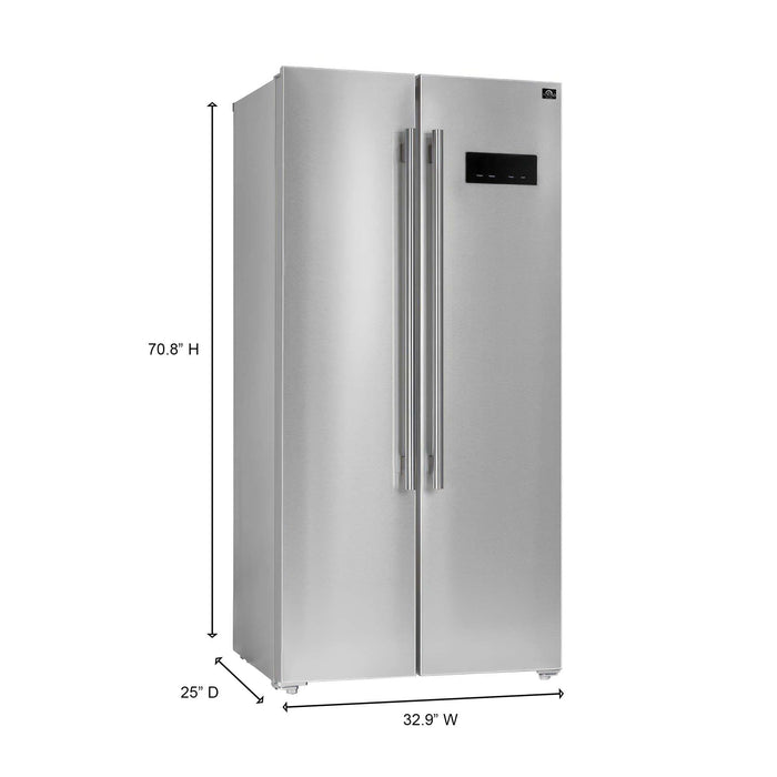 Forno Salerno 33" Side-by-Side Stainless Steel Refrigerator 15.6 cu.ft FORNO