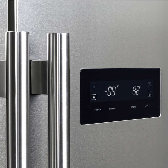 Forno Salerno 33" Built-in Stainless Steel Refrigerator 15.6 cu. ft - With Modern Decorative Grill - 37" Wide FORNO