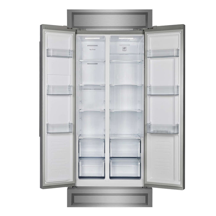 Forno Salerno 33" Built-in Stainless Steel Refrigerator 15.6 cu. ft - With Modern Decorative Grill - 37" Wide FORNO