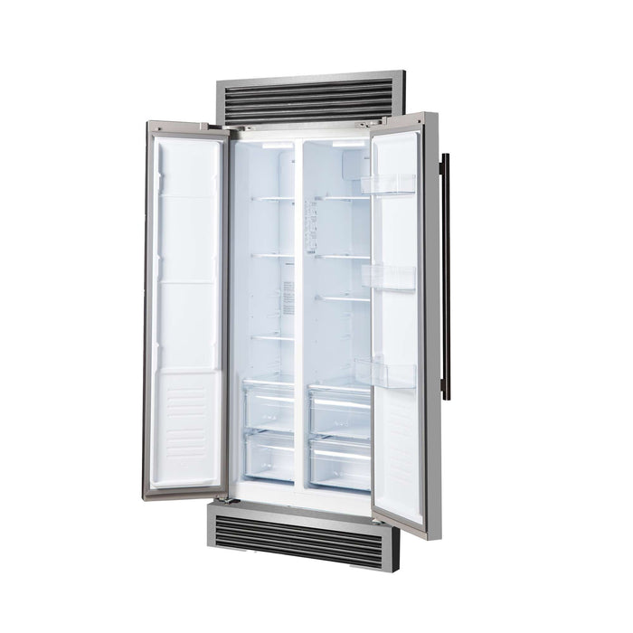 Forno Salerno 33" Built-in Stainless Steel Refrigerator 15.6 cu. ft - With Decorative Grill - 37" Wide FORNO
